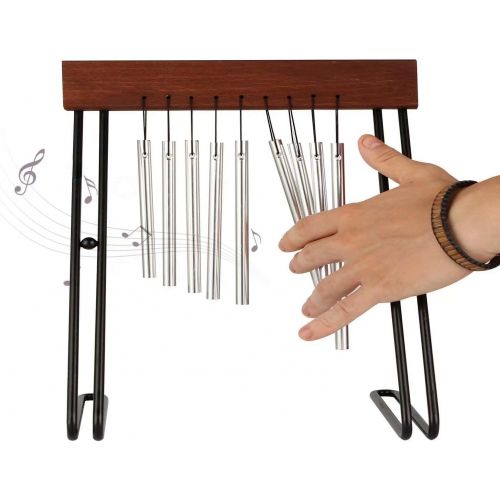  Migargle Table Top Bar Chime, Single-row Musical Percussion Instrument with Solid Aluminum Pipe and Iron Stand Stick for Ornament Classroom Office Decoration Kids Educational Gift