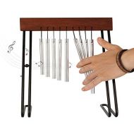 Migargle Table Top Bar Chime, Single-row Musical Percussion Instrument with Solid Aluminum Pipe and Iron Stand Stick for Ornament Classroom Office Decoration Kids Educational Gift