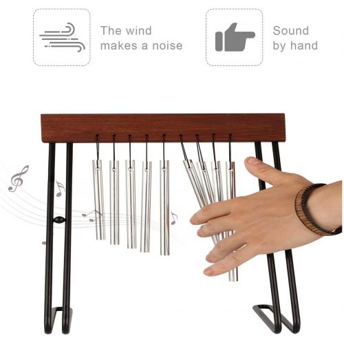  Migargle Table Top Bar Chime, Single-row Musical Percussion Instrument with Solid Aluminum Pipe and Iron Stand Stick for Ornament Classroom Office Decoration Kids Educational Gift