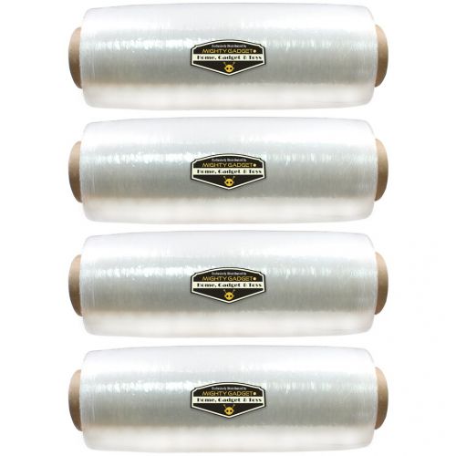  4 Pack of Mighty Gadget (R) 15 x 1476 ft Stretch Moving & Packing Wrap. Pre-Stretched Plastic Film Wrap