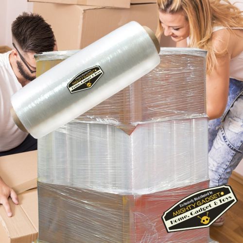  4 Pack of Mighty Gadget (R) 15 x 1476 ft Stretch Moving & Packing Wrap. Pre-Stretched Plastic Film Wrap