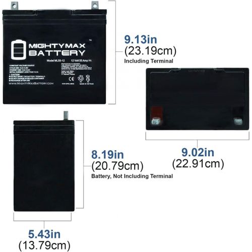  Mighty Max Battery UB12550 12V 55Ah Scooter Wheelchair Mobility AGM Battery - 2 Pack brand product