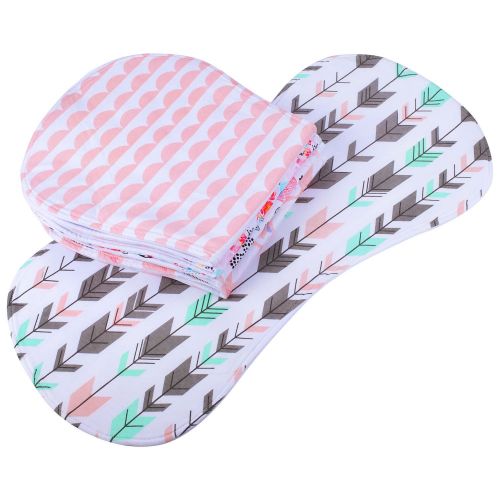  [아마존베스트]5-Pack Baby Burp Cloths for Girls, Triple Layer, 100% Organic Cotton, Soft and Absorbent Towels, Burping Rags for Newborns Baby Shower Gift Set by MiiYoung