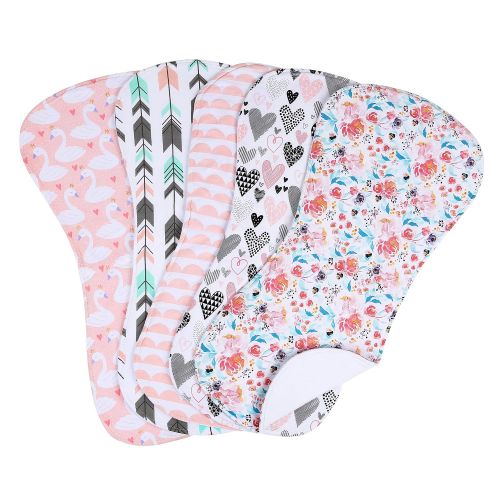  [아마존베스트]5-Pack Baby Burp Cloths for Girls, Triple Layer, 100% Organic Cotton, Soft and Absorbent Towels, Burping Rags for Newborns Baby Shower Gift Set by MiiYoung