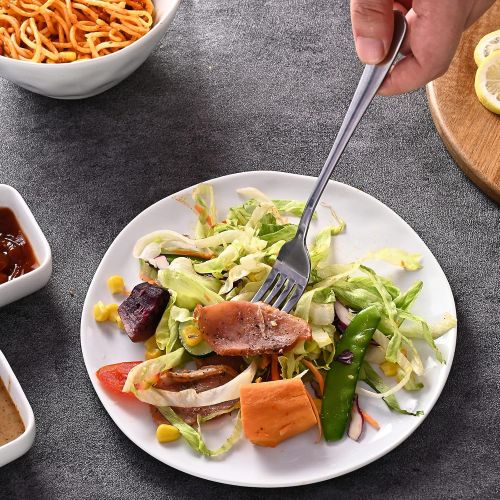  Miicol Durable Porcelain 6-Piece Salad Plate Set, Elegant White Serving Plates (8-inch lunch plates)