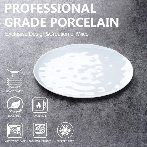  Miicol Durable Porcelain 6-Piece Salad Plate Set, Elegant White Serving Plates (8-inch lunch plates)