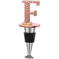 [아마존베스트]Miicol Initial Letter Wine Stopper, Monogram Hammered Metal, Perfect Wine Gift, Wide Used in Kitchen Decor, Bar, Wedding Party, Elegance Meets Utility, Rose Gold Plating, Letter (A