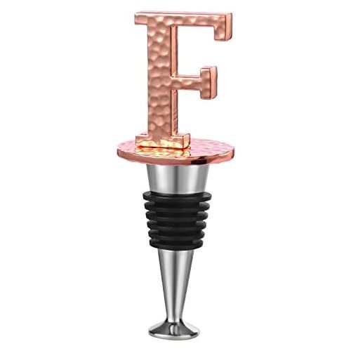  [아마존베스트]Miicol Initial Letter Wine Stopper, Monogram Hammered Metal, Perfect Wine Gift, Wide Used in Kitchen Decor, Bar, Wedding Party, Elegance Meets Utility, Rose Gold Plating, Letter (A