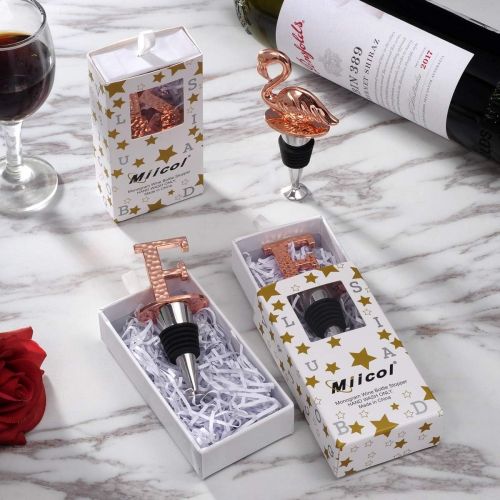  [아마존베스트]Miicol Initial Letter Wine Stopper, Monogram Hammered Metal, Perfect Wine Gift, Wide Used in Kitchen Decor, Bar, Wedding Party, Elegance Meets Utility, Rose Gold Plating, Letter (A