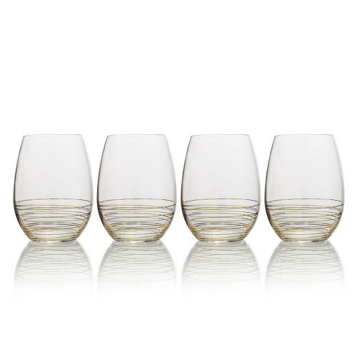  Mikasa Electric Boulevard Stemless Wine Glasses in Gold (Set of 4)