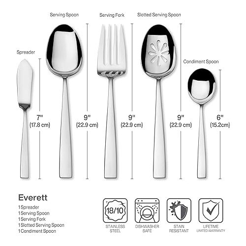  Mikasa Everett 101-Piece 18/10 Stainless Steel Flatware Set, 101pc