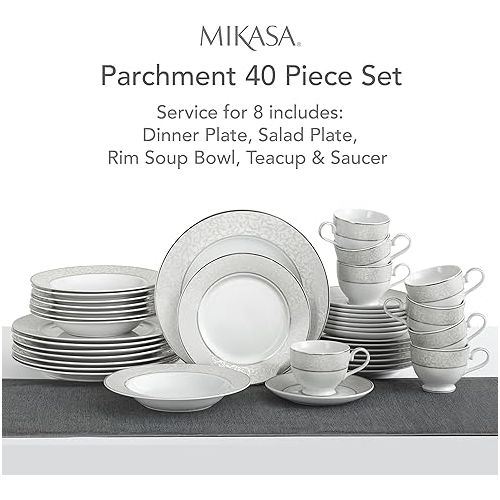  Mikasa 5224232 40-Piece Dinnerware Set, Parchment