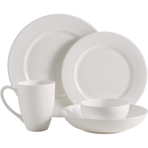  Mikasa Annabele Chip Resistant 40-Piece Dinnerware Set, Service For 8,White