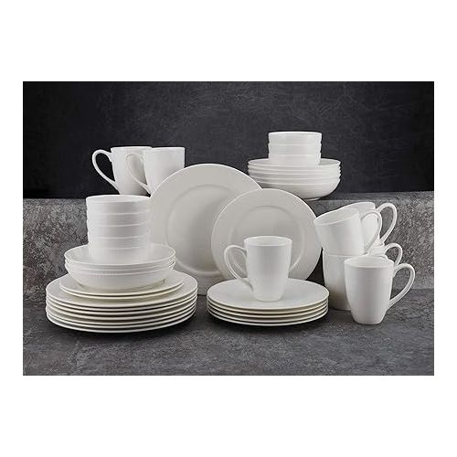  Mikasa Annabele Chip Resistant 40-Piece Dinnerware Set, Service For 8,White