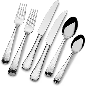 Mikasa Hammered Opulent Flatware, 75 Piece Set, Silver