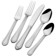Mikasa Regent Bead 65 Piece Silverware Set, 18.10 Polished Mirror Stainless Steel, Service for 12 with Serving Set