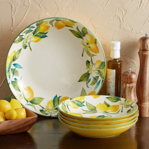  Mikasa 5225077 Classico 5-Piece Pasta Serving Individual Bowl Set, Lemon Yellow