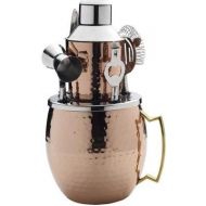 Mikasa 5215371 Oversized Hammered Moscow Mule Copper-Plated Stainless Steel Bar Set, 6-Piece,