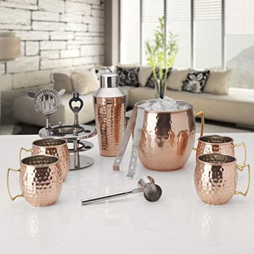  Mikasa 5215371 Oversized Hammered Moscow Mule Copper-Plated Stainless Steel Bar Set, 6-Piece,