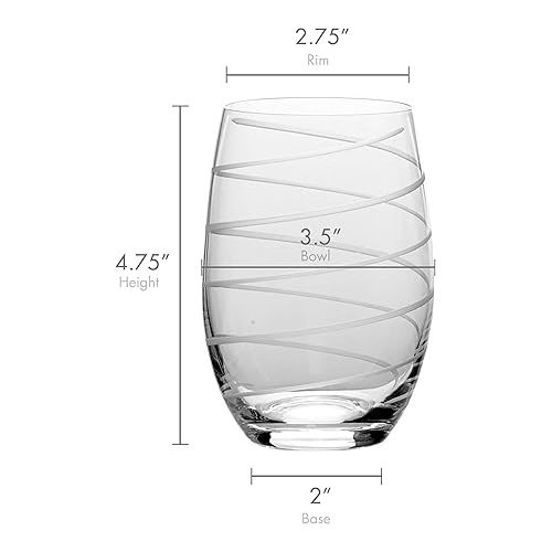  Mikasa 5095528 Cheers Stemless Wine Glass, 17-Ounce, Set of 4, Clear