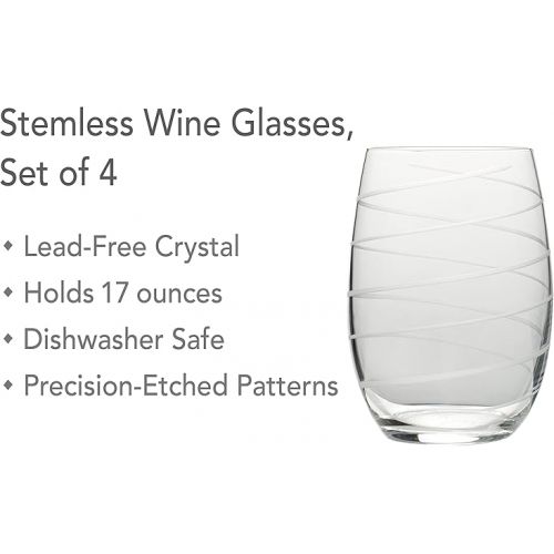  Mikasa 5095528 Cheers Stemless Wine Glass, 17-Ounce, Set of 4, Clear