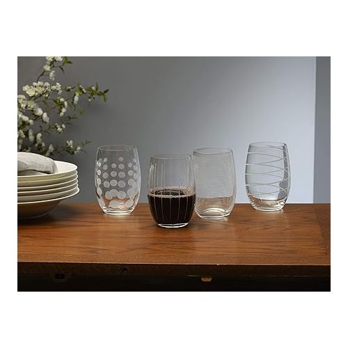  Mikasa 5095528 Cheers Stemless Wine Glass, 17-Ounce, Set of 4, Clear