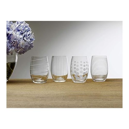  Mikasa 5095528 Cheers Stemless Wine Glass, 17-Ounce, Set of 4, Clear