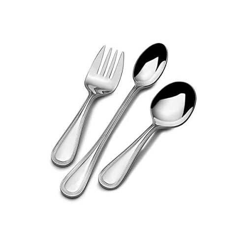  Mikasa 5164080 Beaded 3-Piece Stainless Steel Baby Feeding Set