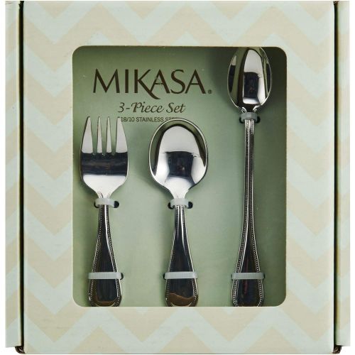  Mikasa 5164080 Beaded 3-Piece Stainless Steel Baby Feeding Set