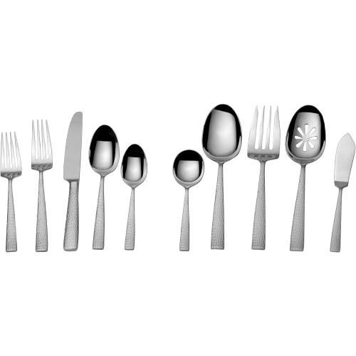  Mikasa 5204881 Oliver 65-Piece 1810 Stainless Steel Flatware Set with Serveware, Service for 12