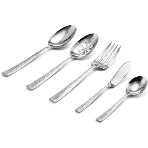  Mikasa 5204881 Oliver 65-Piece 1810 Stainless Steel Flatware Set with Serveware, Service for 12