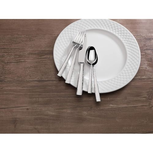  Mikasa 5204881 Oliver 65-Piece 1810 Stainless Steel Flatware Set with Serveware, Service for 12