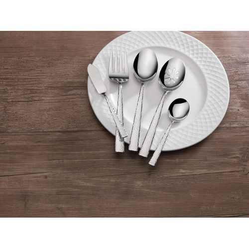  Mikasa 5204881 Oliver 65-Piece 1810 Stainless Steel Flatware Set with Serveware, Service for 12