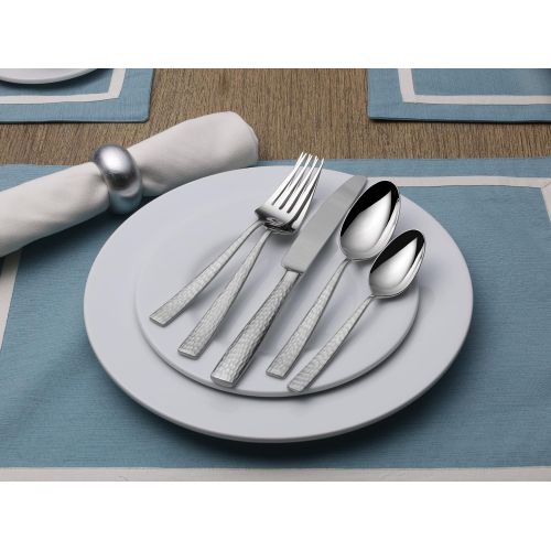  Mikasa 5204881 Oliver 65-Piece 1810 Stainless Steel Flatware Set with Serveware, Service for 12