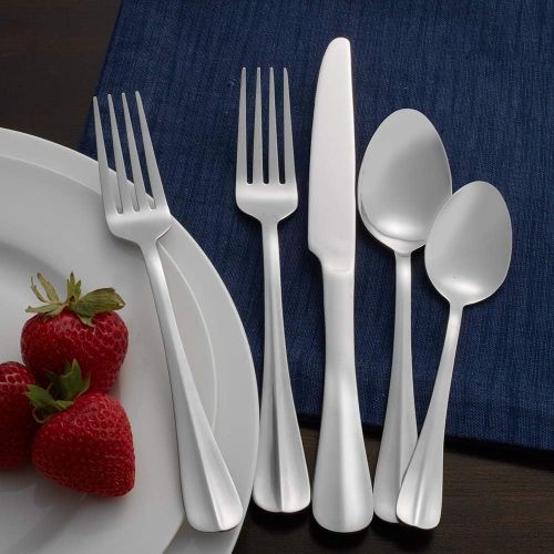  Mikasa 5132405 Sympatico 65-Piece 1810 Stainless Steel Flatware Set with Serving Utensil Set, Service for 12