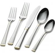 Mikasa Harmony Gold-Accent 65-Piece Stainless Steel Flatware Set with Serveware, Service for 12