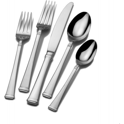  Mikasa Harmony Gold-Accent 65-Piece Stainless Steel Flatware Set with Serveware, Service for 12