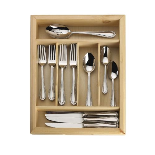  Mikasa Sinclair 65-Piece Stainless Steel Flatware Set with Caddy, Service for 12