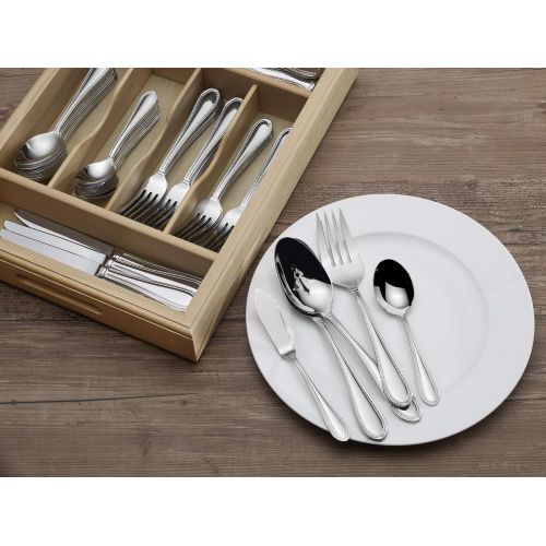  Mikasa Sinclair 65-Piece Stainless Steel Flatware Set with Caddy, Service for 12