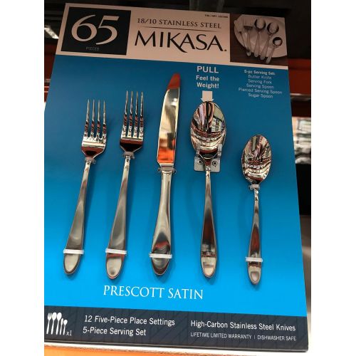  Mikasa Sinclair 65-Piece Stainless Steel Flatware Set with Caddy, Service for 12