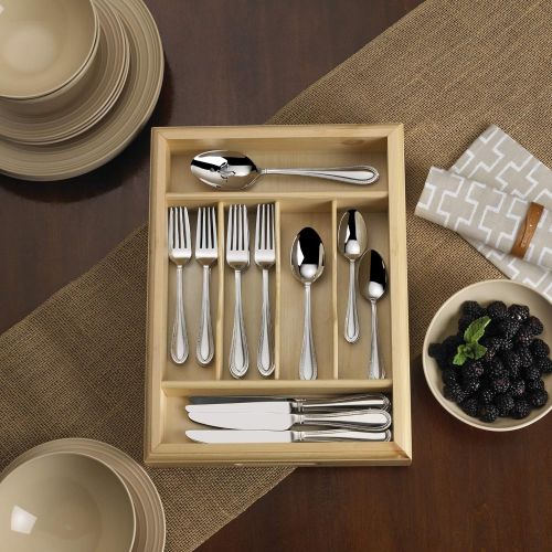  Mikasa Sinclair 65-Piece Stainless Steel Flatware Set with Caddy, Service for 12