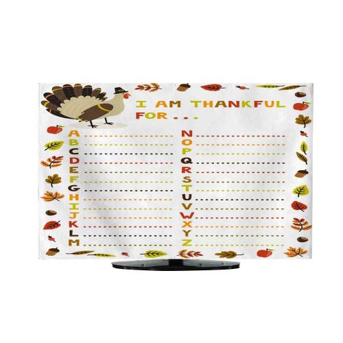  Miki Da tv Cover Vector Illustration with Thanksgiving ABC Sheet Concept Background with Frame from Autumn Leaves Cute Turkey in a Pilgrim hat English Letters and Text I am Thankful for Ch