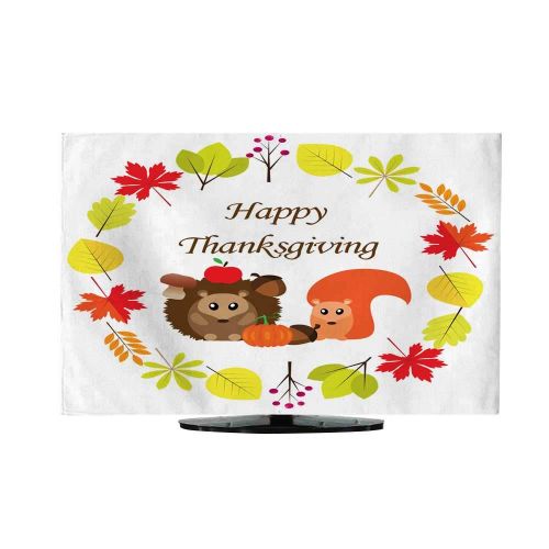  Miki Da Hanging Type tv Cover Vector Illustration of Happy Thanksgiving Background Frame with Fall Leaves and Cute animals5052