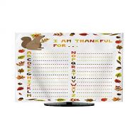 Miki Da TV Dustproof Cover ClothVector Illustration with Thanksgiving ABC Sheet Concept Background with Frame from Autumn Leaves Cute Squirrel English Letters and Text I am Thankful for Ch