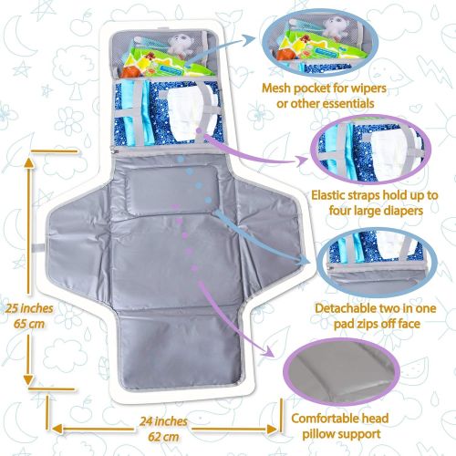  MikiLife Baby Portable Changing Pad | Lightweight Travel Diaper Station Kit with Waterproof and Cushioned Pad...