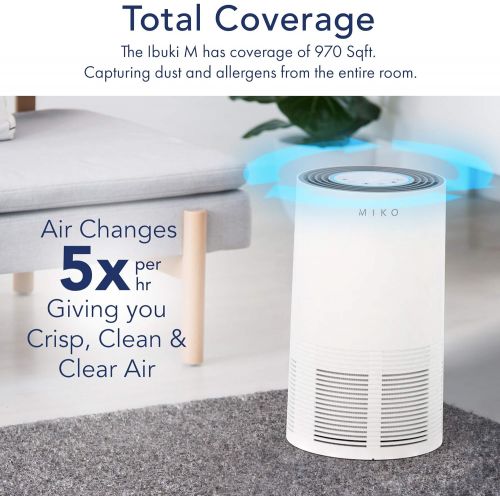  Miko Air Purifier For Home Large Room H13 True HEPA Air Filter For Pets, Allergies, Asthma, Smoke Odor Eliminator With PM2.5 Air Quality Sensor, Auto Function Covers 970 Sqft