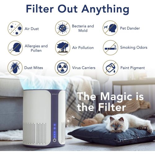  [아마존베스트]Miko Air Purifier For Home Air Filtration Medical Grade Efficiency, Multiple Speeds, Quiet, Ozone Free, H13 True HEPA Filter Removes 99.97% of Hair, Fur, Dust, Bacteria, Viruses, S