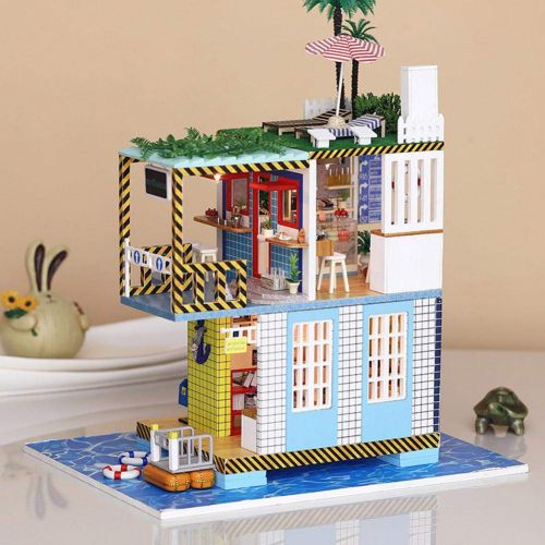  Mikolot mikolot 3D Puzzles Wooden Handmade Miniature Dollhouse DIY Kit Romantic Villa Series Dollhouses Accessories Best Valentine Gift for Women and Girls (Mermaid Tribe)