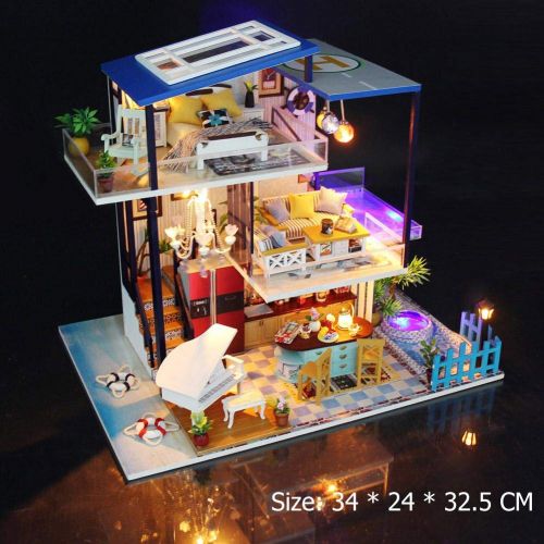  Mikolot mikolot 3D Puzzles Wooden Handmade Miniature Dollhouse DIY Kit Romantic Villa Series Dollhouses Accessories Best Valentine Gift for Women and Girls (Mermaid Tribe)