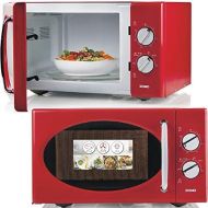 [아마존베스트]Mikrowelle Microwave with defrost function and glass turner, 6 strong performance levels, 25 litre capacity, colour: red